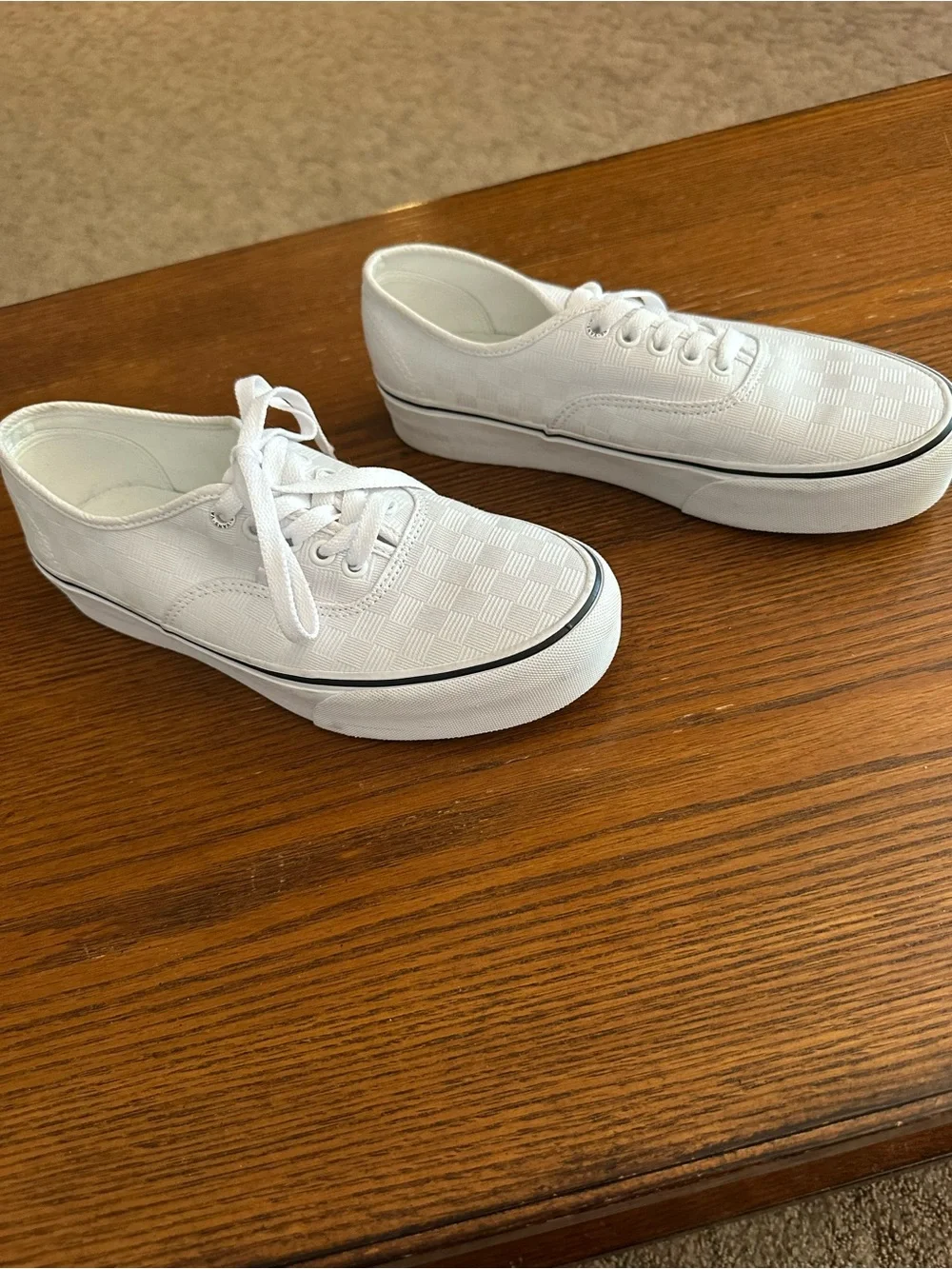 Vans White Checkerboard Low-Top Canvas Sneakers